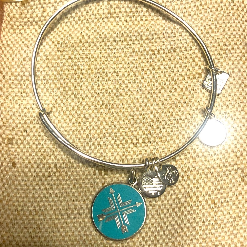 Alex and Ani Union Bond Direction Silver and Turquoise Bracelet
